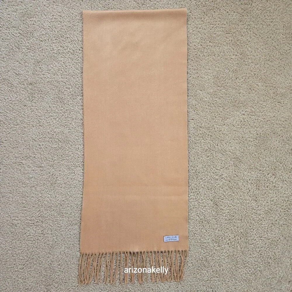 NWOT Amicale 100% Silk Scarf Soft Nap Like Cashmere Camel Tan